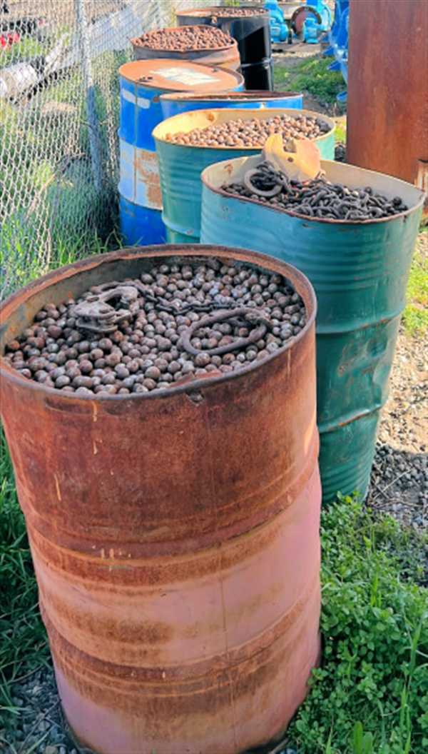 3 Barrels Of Used Steel Grinding Balls, Approximately 3/4" (+/-))